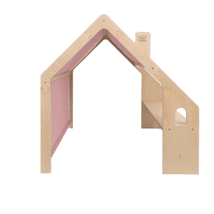 MeowBaby® Natural Wooden House for Kids - Pink Roof