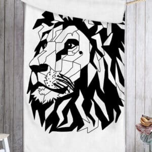 Towel Black Lion - White
